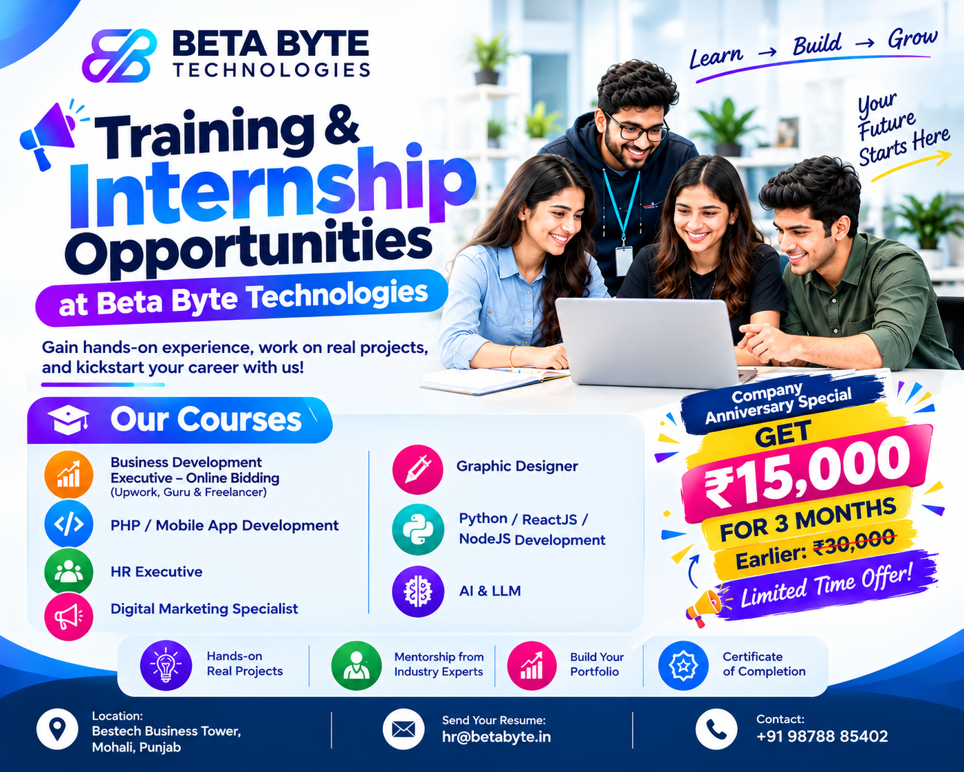 Industrial Training & Internship in Mohali at Beta Byte Technologies: Courses, Fees & How to Apply